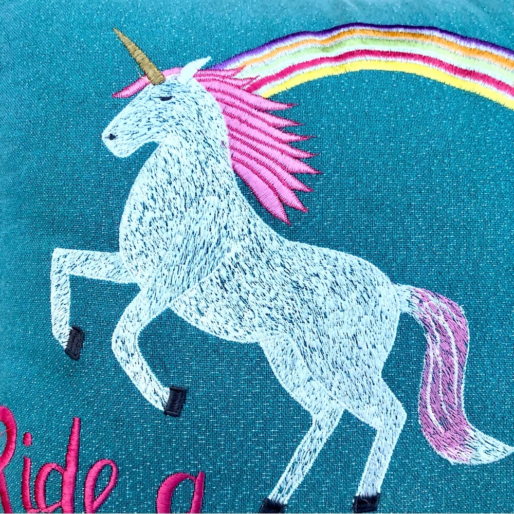 Bella Lux Unicorn Collection Pillow Ride a Unicorn Rainbow - Picture 4 of 8